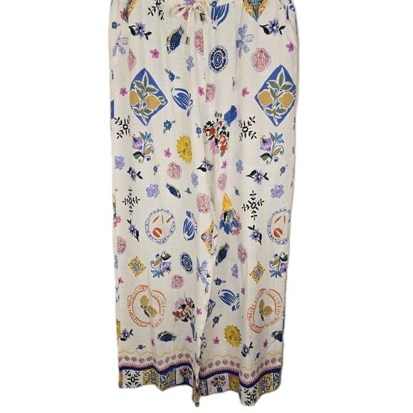 Label of Love Pants - Label Of Love Anthropologie Womens XL Wide Leg Linen Blend Resort Pants Boho Art